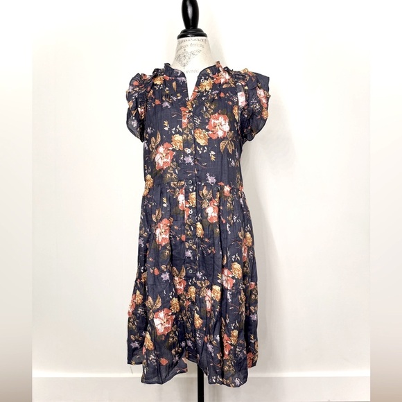 Sea New York Navy and Orange Floral Midi Dress - Picture 4 of 8